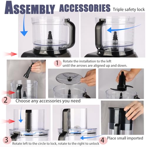 14 Cup Large Food Processor, XL Bowl, Large Chute for Blending, Mixing, Shredding, and Slicing, Meat and Vegetable Chopping, Doughing, All in One for kitchen,4 Speeds, 600W - My Kitchen Products