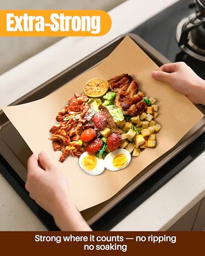 140 Parchment Paper Sheets 9x13 Inch | Precut Unbleached Baking Paper Sheets for Oven, Air Fryer, Cookies, Bread, Pizza | Non-Stick, Greaseproof Liners | Natural Brown Parchment for Baking - My Kitchen Products