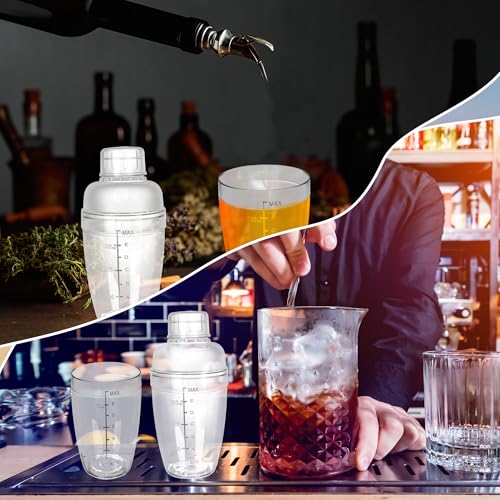 15 Pcs Plastic Cocktail Shaker 350ML/ 12 OZ Clear Plastic Hand Drink Mixer with Scales and Strainer for Drinks Milk Tea Cocktails Coffee Juice Birthday Gift Party - My Kitchen Products