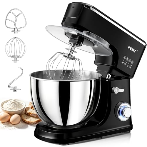 1500W 8.45QT Stand Mixer, 6-Speed Electric Dough Mixer with Whisk, Dough Hook & Beater, Large Capacity Kitchen Mixer for Baking Bread, Cakes, Salad and Cookies (Black) - My Kitchen Products