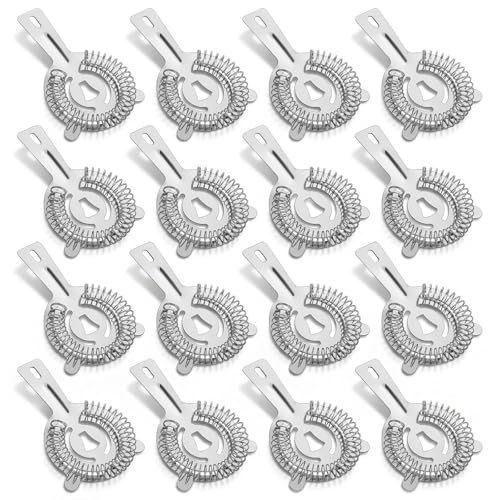 16 Pcs Stainless Steel Strainer for Bartender, Professional Cocktail Strainer with Straight Handle for Ice