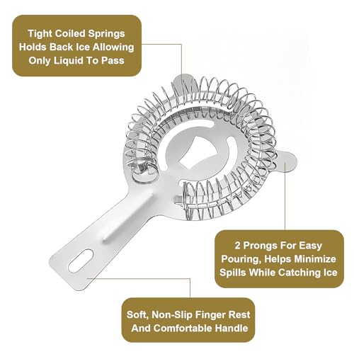 16 Pcs Stainless Steel Strainer for Bartender, Professional Cocktail Strainer with Straight Handle for Ice Filtering, Bar Tools for Mixologists, Home Bars, Restaurants (Silver) - My Kitchen Products