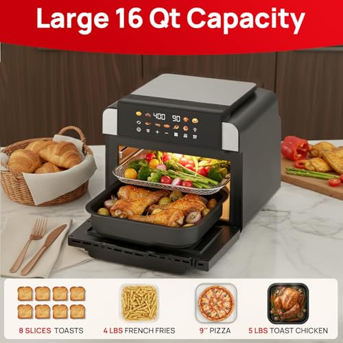 16 Qt Air Fryer Toaster Oven Combo with PFAS-Free Ceramic Coating - My Kitchen Products