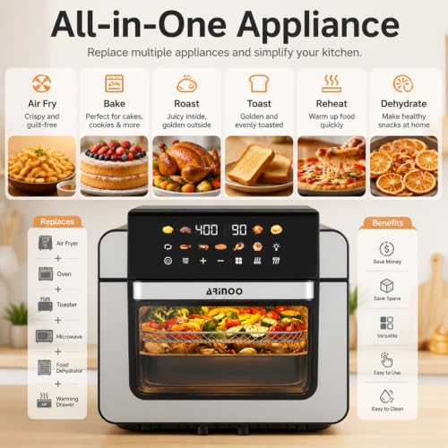 16 Qt Air Fryer Toaster Oven Combo with PFAS-Free Ceramic Coating - My Kitchen Products
