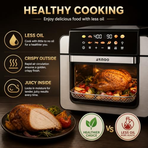 16 Qt Air Fryer Toaster Oven Combo with PFAS-Free Ceramic Coating - My Kitchen Products