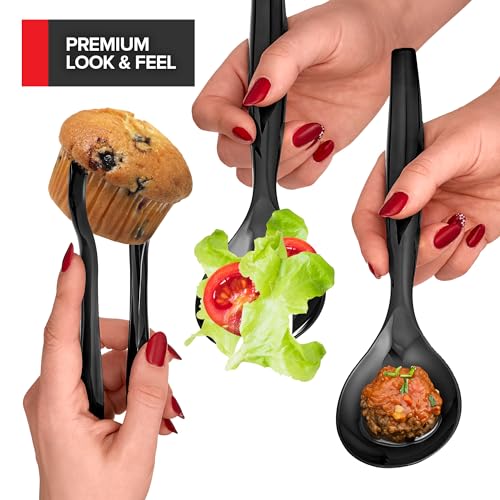 18 Count Disposable Serving Utensils, Black Plastic Serving Utensils Set for Catering Weddings, Holiday Parties, and More, Disposable Serving Spoons for Buffet, Party Utensils, Stock Your Home - My Kitchen Products