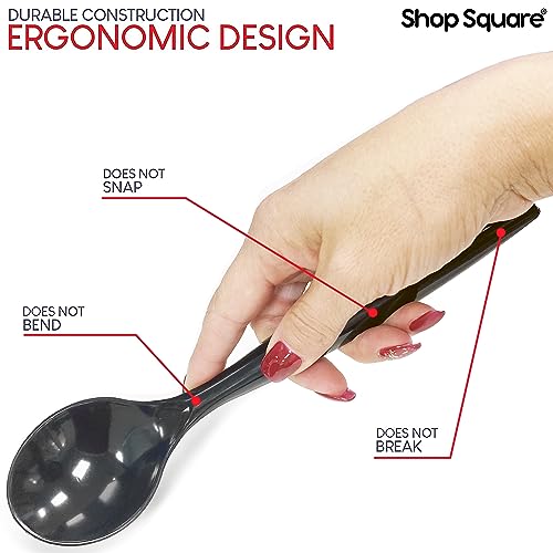 18 Pcs Black Plastic Serving Utensils Set – Heavy Duty Disposable Serving Spoons, Forks & Tongs | 10″ Serving Spoons for Buffet, Party, Catering, Wedding | Reusable, BPA-Free - My Kitchen Products