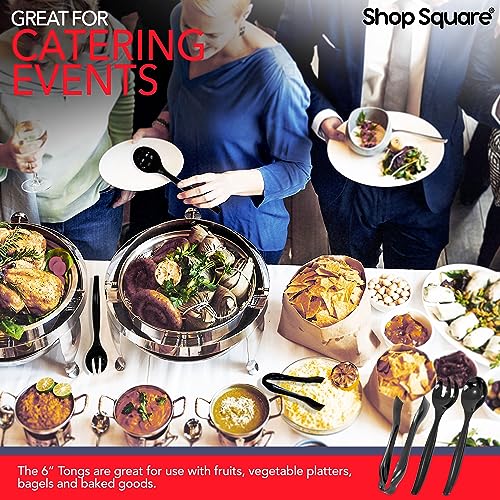 18 Pcs Black Plastic Serving Utensils Set – Heavy Duty Disposable Serving Spoons, Forks & Tongs | 10″ Serving Spoons for Buffet, Party, Catering, Wedding | Reusable, BPA-Free - My Kitchen Products