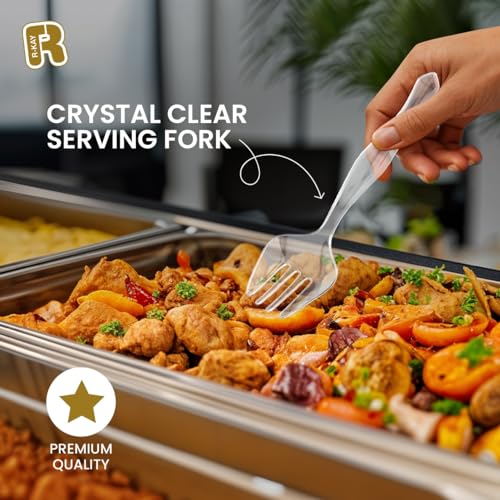 18 Pcs Clear Plastic Serving Utensils Set - 6 Clear Plastic Serving Spoons, 6 Tongs And 6 Forks - Heavy Duty Disposable Serving Utensils Set For Parties - My Kitchen Products