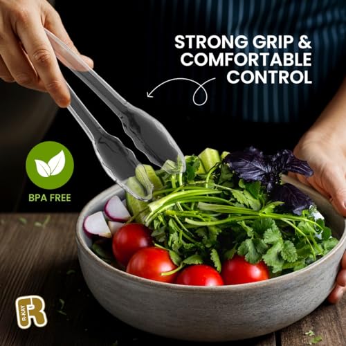 18 Pcs Clear Plastic Serving Utensils Set - 6 Clear Plastic Serving Spoons, 6 Tongs And 6 Forks - Heavy Duty Disposable Serving Utensils Set For Parties - My Kitchen Products