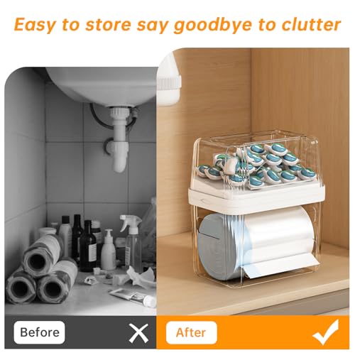 2-in-1 Trash Bag Holder Laundry & Dishwasher Pods Container,Garbage Bag Dispenser with Removable Lids,Kitchen Organizer and Under Sink Storage Box - My Kitchen Products
