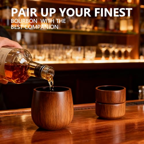 2 Pack Charred Wooden Bourbon Drinking Glass Bourbon Gifts for Men | Oak Old Fashioned Whiskey Tumbler For Dad | Great Whiskey Gifts for Men Who Have Everything | Perfect Presents For Dad or Boyfriend - My Kitchen Products