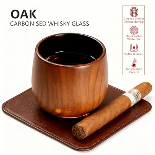 2 Pack Charred Wooden Bourbon Drinking Glass Bourbon Gifts for Men | Oak Old Fashioned Whiskey Tumbler For Dad | Great Whiskey Gifts for Men Who Have Everything | Perfect Presents For Dad or Boyfriend - My Kitchen Products