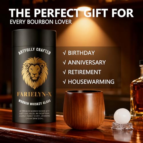 2 Pack Charred Wooden Bourbon Drinking Glass Bourbon Gifts for Men | Oak Old Fashioned Whiskey Tumbler For Dad | Great Whiskey Gifts for Men Who Have Everything | Perfect Presents For Dad or Boyfriend - My Kitchen Products
