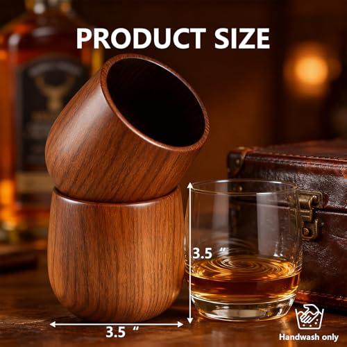 2 Pack Charred Wooden Bourbon Drinking Glass Bourbon Gifts for Men | Oak Old Fashioned Whiskey Tumbler For Dad | Great Whiskey Gifts for Men Who Have Everything | Perfect Presents For Dad or Boyfriend - My Kitchen Products