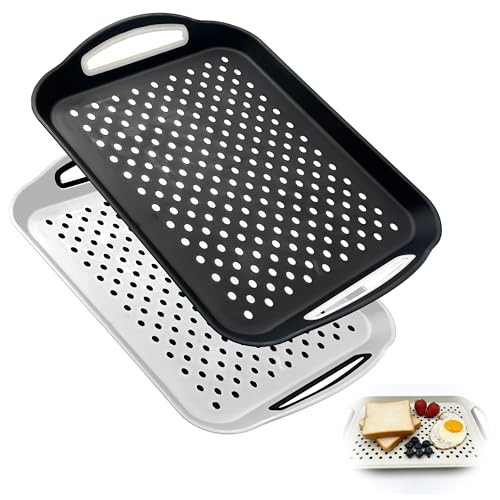 2 Pack Large Nonslip Serving Tray with Handles Lap Food Trays for Eating on Couch Tray for Breakfast Dinner Snack Fruit