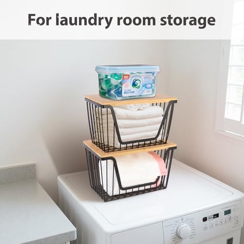 2 Pack Onion and Potato Storage Bins, Stackable Pantry Organizers Storage, Large Wire Storage Basket for Onion, Potato, Fruit, Vegetables - My Kitchen Products