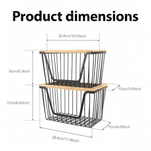 2 Pack Onion and Potato Storage Bins, Stackable Pantry Organizers Storage, Large Wire Storage Basket for Onion, Potato, Fruit, Vegetables - My Kitchen Products