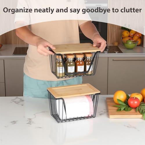 2 Pack Onion and Potato Storage Bins, Stackable Pantry Organizers Storage, Large Wire Storage Basket for Onion, Potato, Fruit, Vegetables - My Kitchen Products