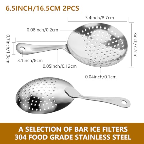 2 Pieces Julep Strainers Bar Strainer Cocktail Strainer Stainless Steel Cocktail Strainer Spoon for Cocktail Drinks Home or Commercial Bar Use - My Kitchen Products