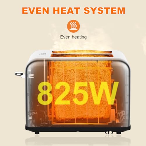 2 Slice Toaster Touch Screen, Stainless Steel Toasters Digital Timer 2 Slot Toasters, 8 Shade Settings 6 Bread Types for Bagel, Cancel, Defrost (Black) - My Kitchen Products