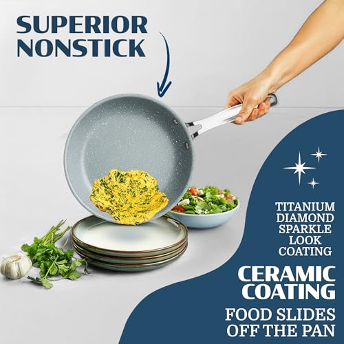20 Pc Pots and Pans Set Nonstick - Granitestone Ceramic Cookware Set Induction Compatible with Bakeware, Utensils & Steamer, Non Toxic PFOA PFOS PFAS PTFE Free, Oven Safe to 500°F Dishwasher Safe Gray - My Kitchen Products