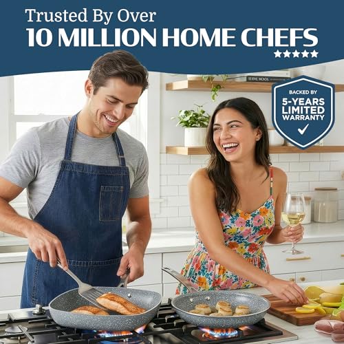 20 Pc Pots and Pans Set Nonstick - Granitestone Ceramic Cookware Set Induction Compatible with Bakeware, Utensils & Steamer, Non Toxic PFOA PFOS PFAS PTFE Free, Oven Safe to 500°F Dishwasher Safe Gray - My Kitchen Products