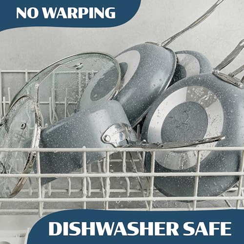 20 Pc Pots and Pans Set Nonstick - Granitestone Ceramic Cookware Set Induction Compatible with Bakeware, Utensils & Steamer, Non Toxic PFOA PFOS PFAS PTFE Free, Oven Safe to 500°F Dishwasher Safe Gray - My Kitchen Products