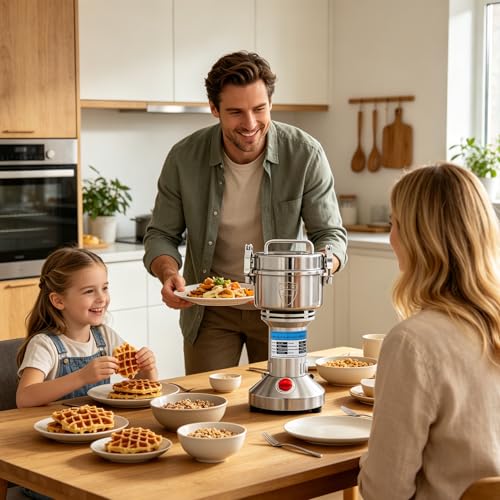 2000W Electric Grain Mill Grinder, 750g High Capacity Stainless Steel Pulverizer, Heavy Duty Spice & Herb Grinder for Dry Ingredients, 50-300 Mesh Powder Machine for Home & Commercial Use - My Kitchen Products
