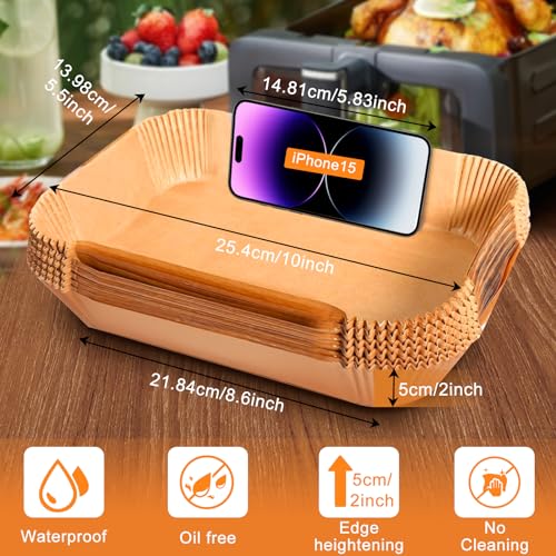 200PCS Air Fryer Liners for Ninja: Higher Non-Stick Disposable Parchment Paper Liner for Ninja DZ201/DZ401 Dual Airfryer Baking - Food Grade Ninja Air fryer Accessories (Rectangle - 8.6 x 5.5 inch) - My Kitchen Products