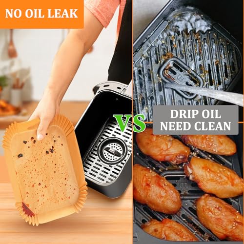 200PCS Air Fryer Liners for Ninja: Higher Non-Stick Disposable Parchment Paper Liner for Ninja DZ201/DZ401 Dual Airfryer Baking - Food Grade Ninja Air fryer Accessories (Rectangle - 8.6 x 5.5 inch) - My Kitchen Products