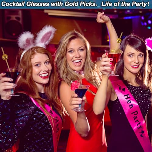 200pcs Cocktail Picks+54 Plastic Martini Glasses Disposable Martini Glasses for Parties, 7 Oz Disposable Cocktail Glass with Party Toothpicks for Appetizers,Plastic Martinis Cups for Margarita - My Kitchen Products