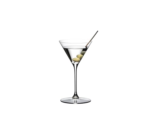 RIEDEL Grape Martini and Cocktail Diamond-Shaped Machine-Made Crystal Glass with Steeply Angled Sides (2-Pack, Clear)