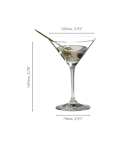 Riedel Vinum Martini Glasses - Crystal Glass, Dishwasher Safe, 2-Piece Set - Essential Home Bar Glassware 6416/77