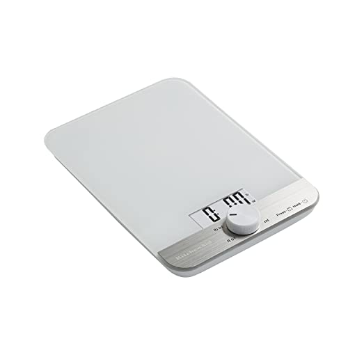 KitchenAid KQ908 Glass Surface 11 Pound Capacity Digital Kitchen and Food Scale, White