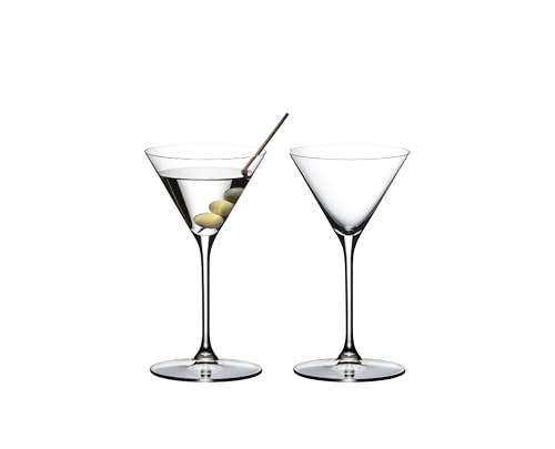 RIEDEL Grape Martini and Cocktail Diamond-Shaped Machine-Made Crystal Glass with Steeply Angled Sides (2-Pack, Clear)