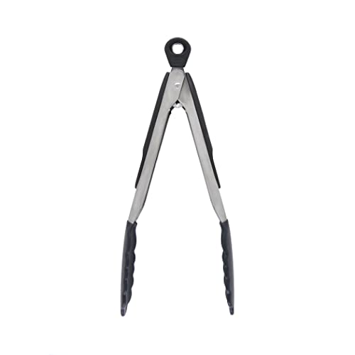 OXO Good Grips 2-Piece Silicone Whisk Set and OXO Good Grips 9-Inch Tongs with Silicone Heads, Black