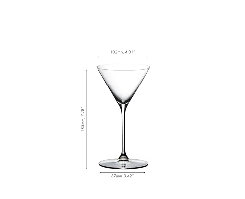 RIEDEL Grape Martini and Cocktail Diamond-Shaped Machine-Made Crystal Glass with Steeply Angled Sides (2-Pack, Clear)