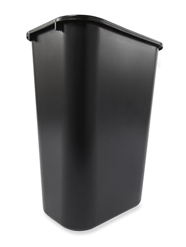 Rubbermaid Commercial Wastebasket Trash Container, 41QT/10.25 GAL, Plastic, Black, Stackable Trash Can for Bedroom/Bathroom/Office, Fits Under Desk/Sink/Cabinet