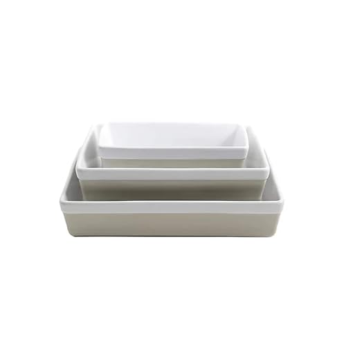MARTHA STEWART 3-Piece Oven to Table Stoneware Bakeware Set – Baking Dish & Casserole Set – Grey – Durable Oven-Safe Bakeware for Baking and Serving