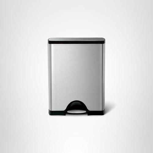 simplehuman 50 Liter / 13.0 Gallon Rectangular Kitchen Step Trash Can, Brushed Stainless Steel
