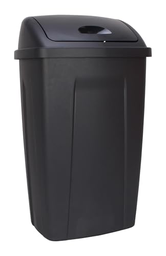 Cukux Black 13-Gallon Plastic Rotating lid Trash can, Waterproof and Odor-Proof, Modern Style, Simple and Elegant, Suitable for Kitchen, Office, Bathroom, Patio, Bedroom, Living Room.