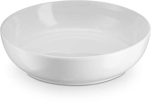 KooK Pasta Bowl, Salad Bowls, Bowls, Serving Bowls, Soup, Ceramic, Large Capacity, Microwave & Dishwasher Safe, Set of 4, 40 Oz, (White)