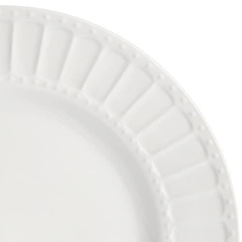 Gibson Home Zen Buffet Porcelain Ceramic Dinnerware Sets for 8, Plates and Bowls Set (40pcs), White Embossed Dishes