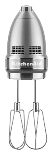 KitchenAid 9-Speed Digital Hand Mixer with Turbo Beater II Accessories and Pro Whisk - Contour Silver
