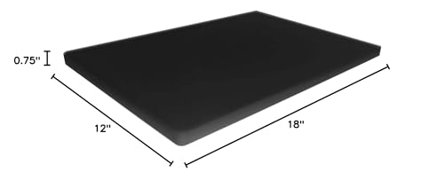 Large Poly Cutting Board, 18x12 Inch Black, 3/4" Thick, BPA Free and Dishwasher Safe