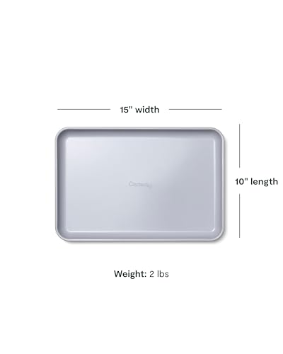 Caraway Non-Stick Ceramic Medium Baking Sheet Duo - Naturally Slick Ceramic Coating - Non-Toxic, PTFE & PFOA Free - Perfect for Baking, Roasting, and More - Medium (15" x 10") - Cream