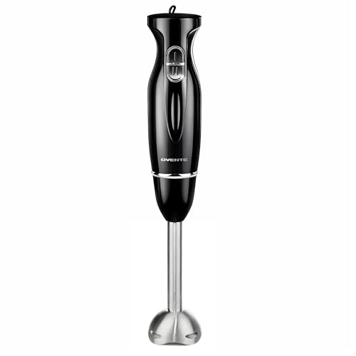 OVENTE Electric Corded Hand Blender, 300W with 2 Mixing Speeds Black HS560B