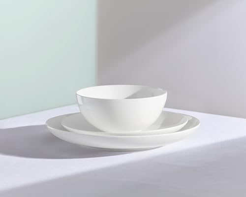 Lenox Dinnerware Sets, Studio 1414 Coupe 18-Piece Dinnerware Set, Service For 6, Bone China Material, Dishwasher Safe, Microwave Safe, Bowls, Plates And Bowls, Dinner Dishes, Plates (White, 18 Piece)
