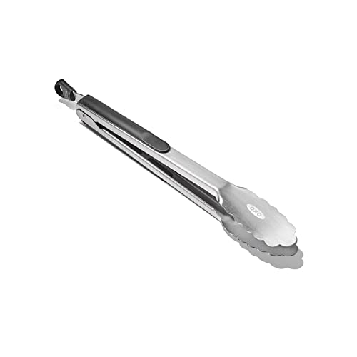 OXO Good Grips Stainless Steel Locking Tongs for Cooking, Kitchen Tongs, 12in